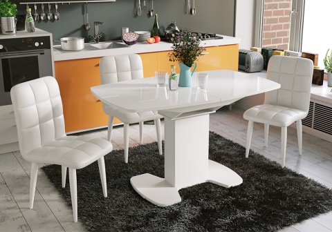 Стул Франк конус белый матовый / кожзам белый