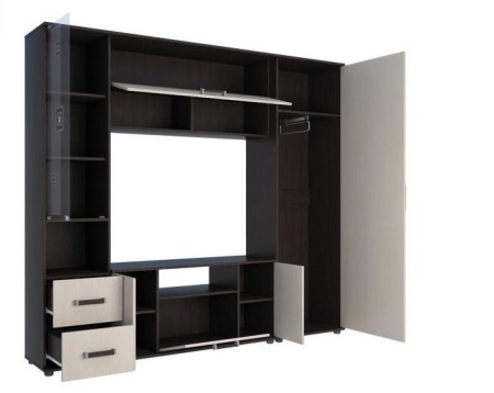 Гостиная Арктика-7 Венге/Дуб Молочный (Д-2200 х В-1950 х Г-393 мм)