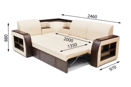 Диван Угловой Дуглас (Фаворит) Ш-2460 х Г-1810 х В-880 мм/Спальное место Ш-1350 х Г-2000 мм