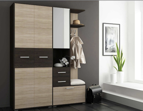 Прихожая Тина-2 Дуб Кантербери/Дуб Сонома (Ш-1600 × В-2116 × Г-446 мм)